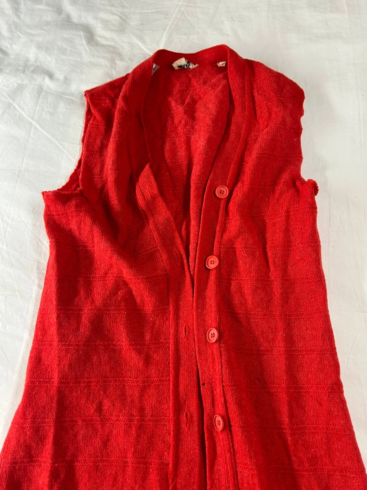 Chaleco rojo de lana de cordero vintage Solfin Paris – photo 5